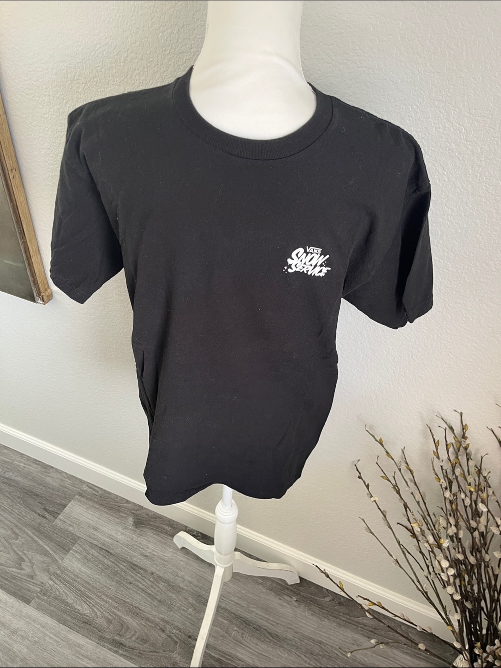 Vans Black Tee with White Chest Graphic - Men